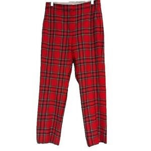 J.CREW Pants 6 P Red Kate Plaid Wool Blend Tartan Straight Leg Trousers